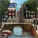 Painting Amsterdam blauwburgwal by De Jong Marcel | Painting Figurative Oil Landscapes Urban