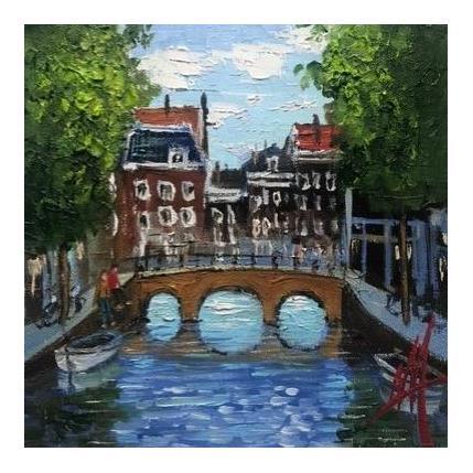 Painting Amsterdam take it easy by De Jong Marcel | Painting Figurative Oil Landscapes, Pop icons, Urban