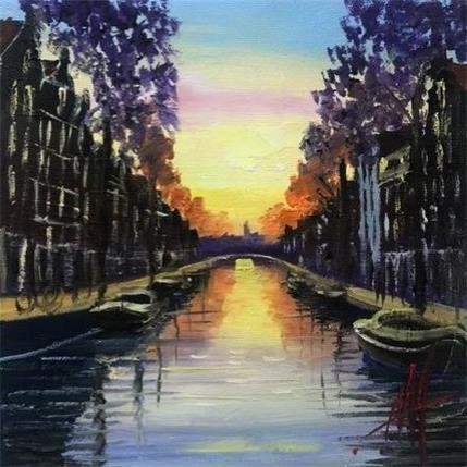 Peinture Amsterdam hypnotic view par De Jong Marcel | Tableau Figuratif Huile Paysages, Vues urbaines
