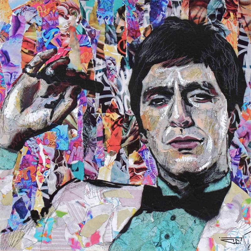 Painting Al Pacino by G. Carta | Painting Pop art Graffiti Mixed Acrylic Portrait Pop icons