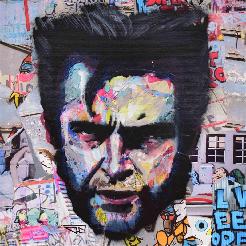Peinture Wolverine par G. Carta | Tableau Pop-art Acrylique, Collage, Graffiti Icones Pop, Portraits