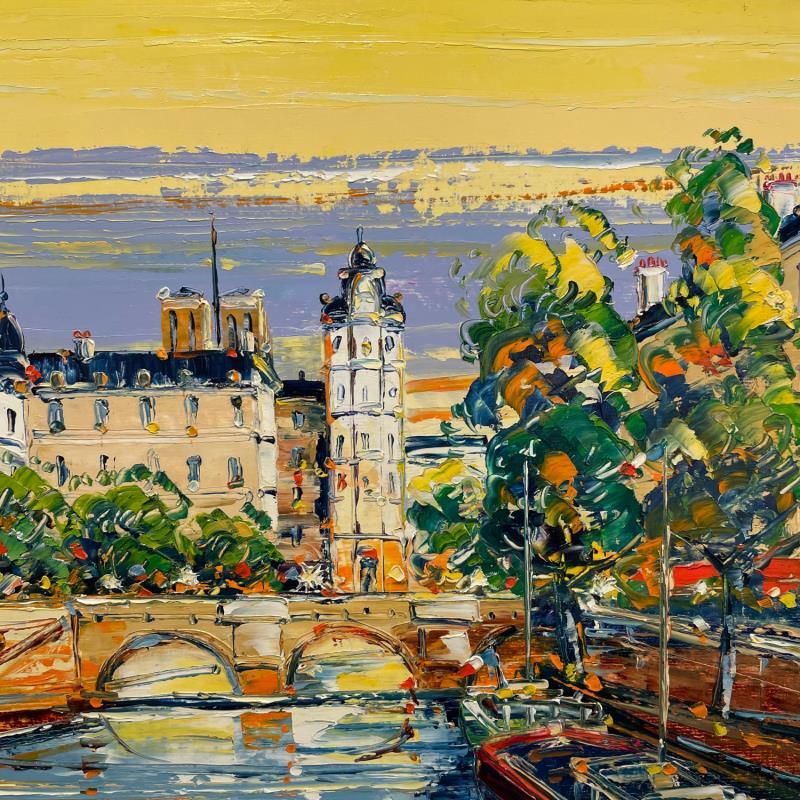 Painting Pont Neuf et Ile de la Cité by Corbière Liisa | Painting Figurative Landscapes Urban Oil