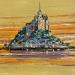 Painting Mont Saint Michel by Corbière Liisa | Painting Figurative Landscapes Cardboard Oil