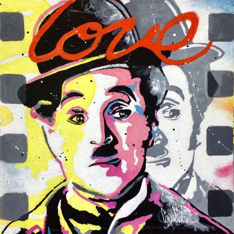 Painting Charlie Chaplin Forever  by Cornée Patrick | Painting Pop art Mixed Pop icons Animals
