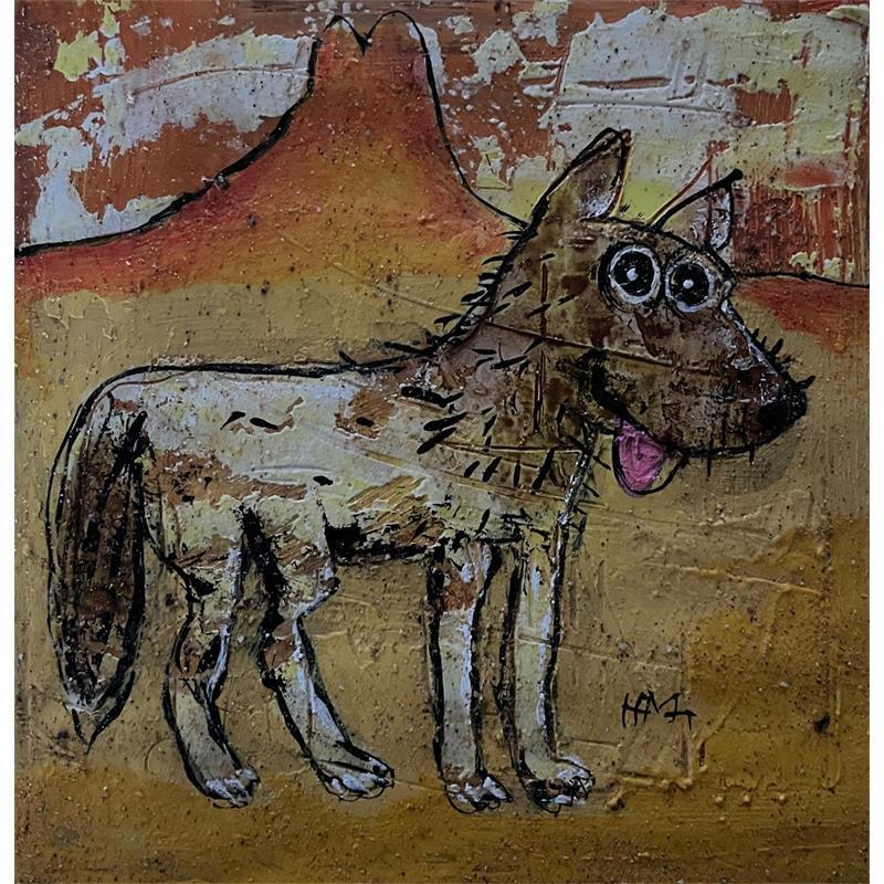 Painting Coyote of Arizona by Maury Hervé | Painting Raw art Animals, Pop icons
