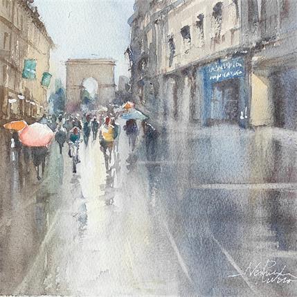 Painting It rains. by Rubio Nemesio | Painting Figurative Watercolor Pop icons, Urban