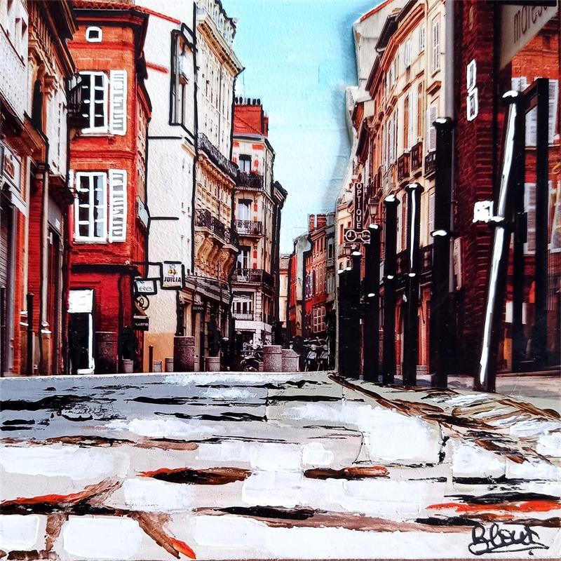 Painting La rue Boulbonne à Toulouse by Blouin Elodie | Painting Figurative Mixed Urban