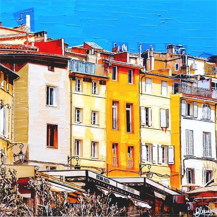 Peinture La Place des Cardeurs à Aix-en-Provence par Blouin Elodie | Tableau Figuratif Mixte Urbain