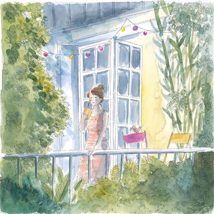 Painting Au petit matin by Balme Delphine | Painting Illustrative Watercolor Life style, Urban