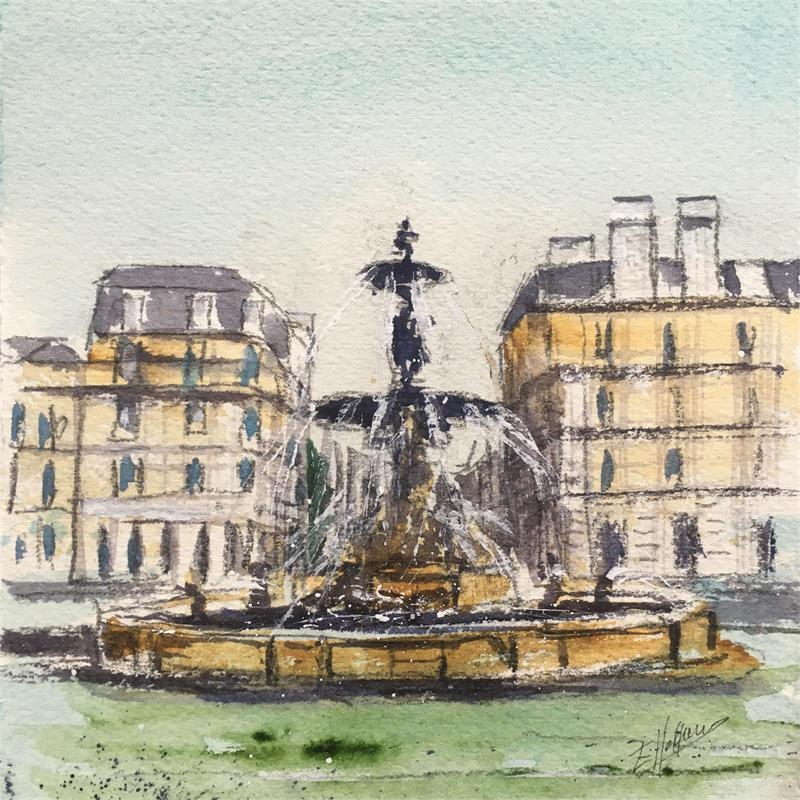 Painting Troyes n°109 Fontaine Argence by Hoffmann Elisabeth | Painting Figurative Landscapes Urban Watercolor