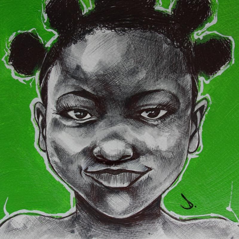 Painting African girl by Deuz | Painting Street art Graffiti Portrait