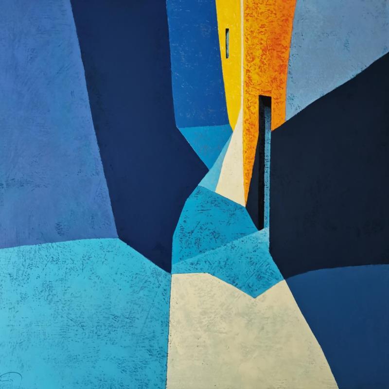 Peinture The blue puzzle par Tomàs | Tableau Abstrait Urbain Huile