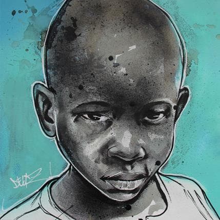 Peinture Blue background par Deuz | Tableau Street Art Graffiti Portraits
