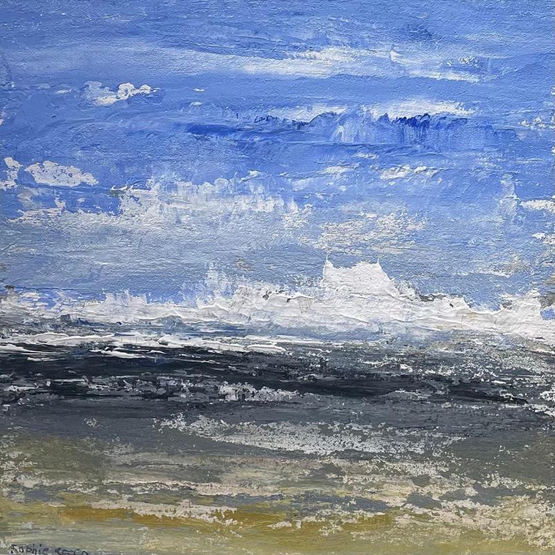 Painting Entre ciel et mer by Rocco Sophie | Painting Raw art Oil Acrylic Gluing Sand