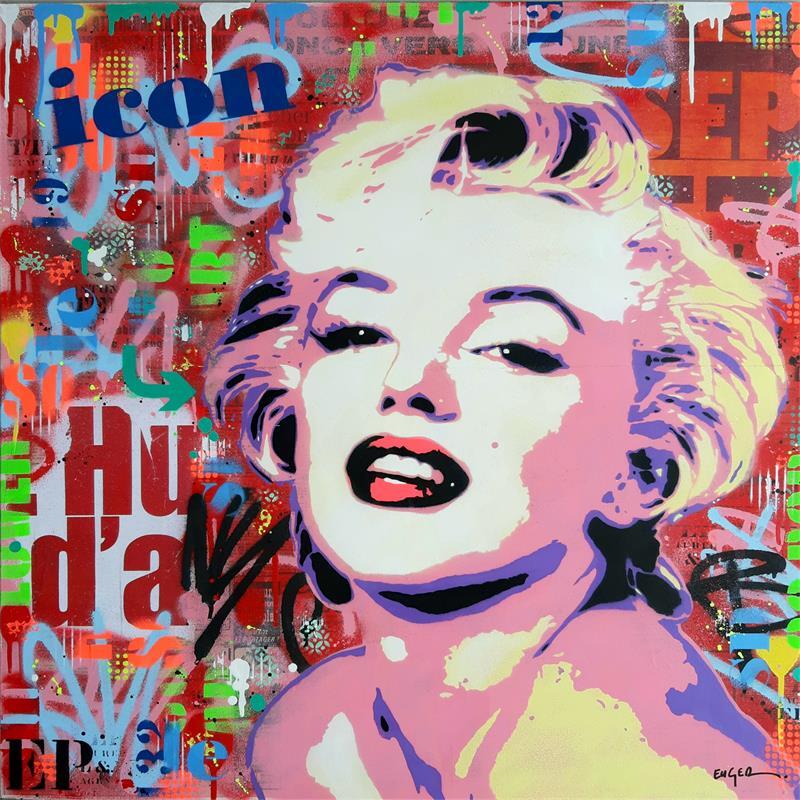 Painting MARILYN by Euger Philippe | Painting Pop-art Acrylic, Gluing, Graffiti Pop icons