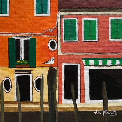 Painting Burano orange et oiseau  by Du Planty Anne | Painting  Pop icons