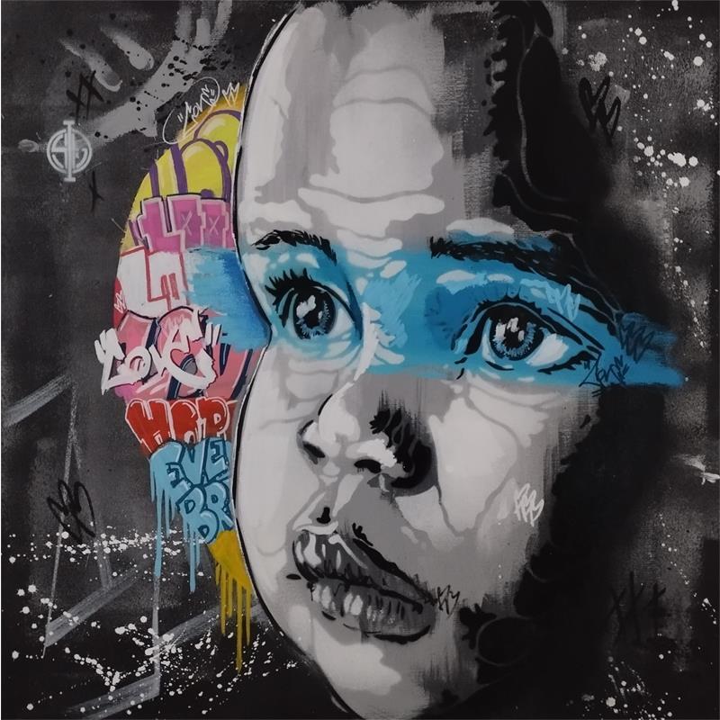 Painting Le regard, l'enfant d'Afrique by Sufyr | Painting Street art Acrylic, Graffiti Portrait