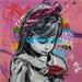 Gemälde La petite fille à la rose von Sufyr | Gemälde Street art Porträt Graffiti Acryl