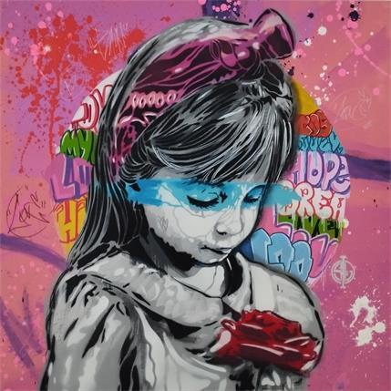 Painting La petite fille à la rose by Sufyr | Painting Street art Acrylic, Graffiti Portrait