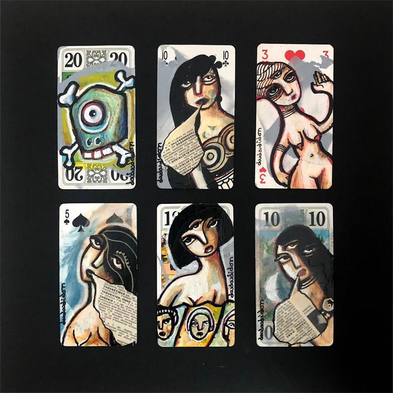 Painting 6 cartes : 18 yeux by Doudoudidon | Painting Raw art Life style Acrylic