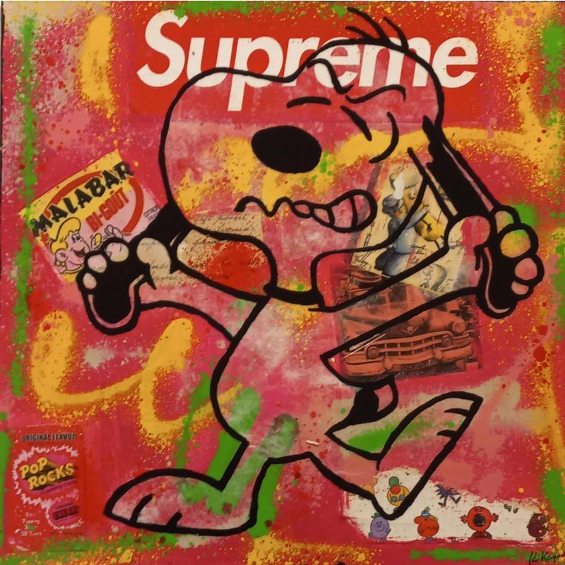Gemälde Snoopy Angry von Kikayou | Gemälde Pop-Art Pop-Ikonen Graffiti