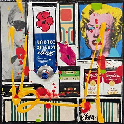 Painting Tribute to Andy (Marylin) by Costa Sophie | Painting Pop art Mixed Pop icons