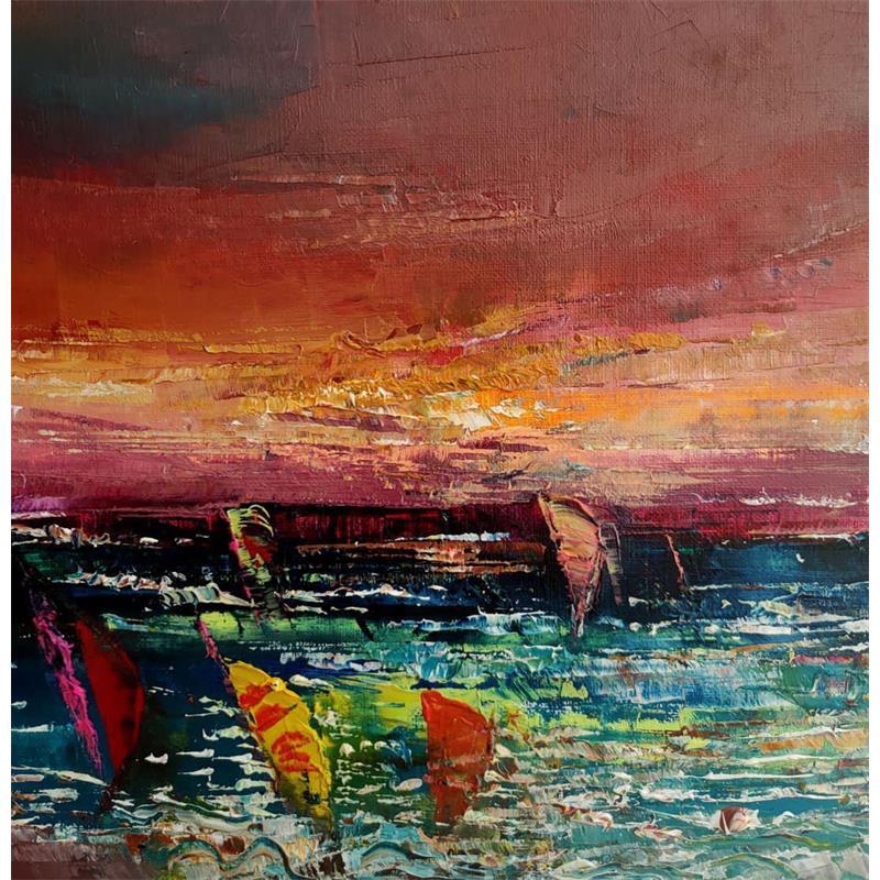 Painting The Race by Levesque Emmanuelle | Painting Abstract Marine Oil
