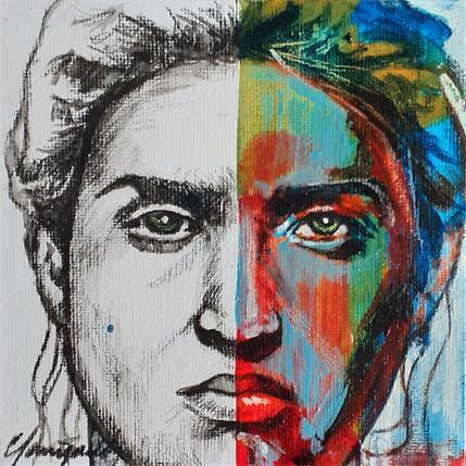 Peinture The real model of liberty statue par Clavijo Velez Rodovaldo | Tableau Figuratif Acrylique noir & blanc, Portraits, Urbain