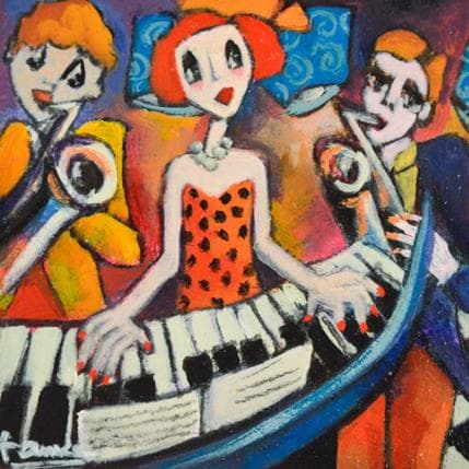 Painting Saxes et Piano 1 by Fauve | Painting Figurative Acrylic Life style