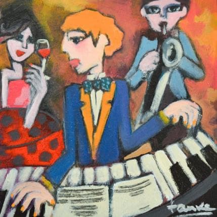 Painting Saxe et Piano 2 by Fauve | Painting Figurative Acrylic Life style