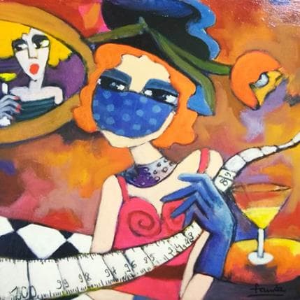 Painting Geste barrière by Fauve | Painting Figurative Acrylic Life style