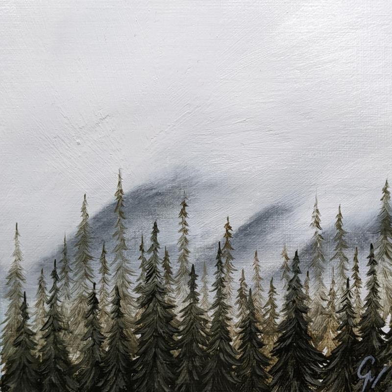 Gemälde En bas de la montagne von Pressac Clémence | Gemälde Figurativ Landschaften Öl