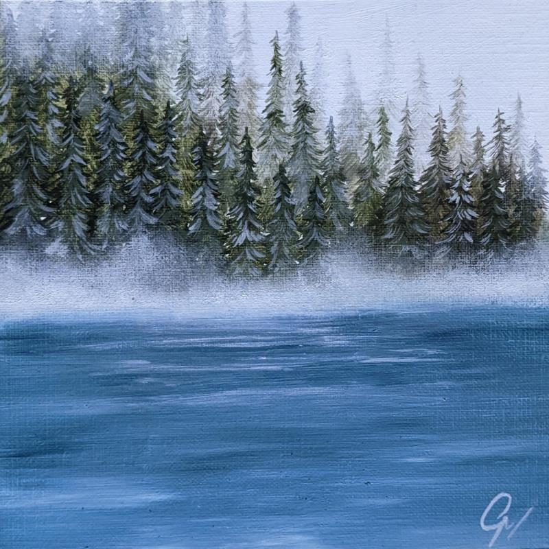 Peinture Le long du lac par Pressac Clémence | Tableau Figuratif Paysages Huile