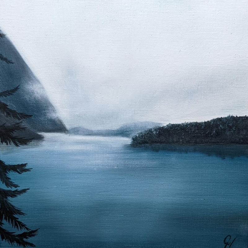 Painting Lac bleu by Pressac Clémence | Painting Figurative Landscapes Oil