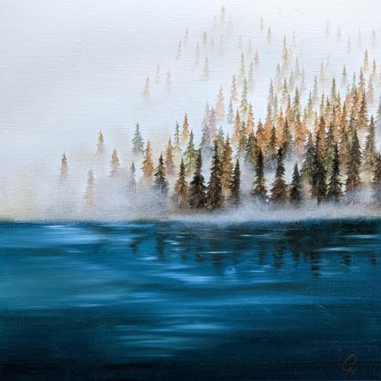 Gemälde Lac automnal bleu von Pressac Clémence | Gemälde Figurativ Öl Landschaften