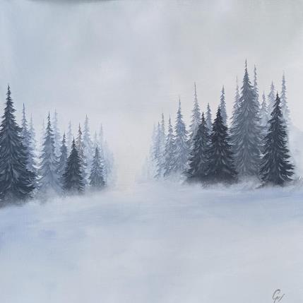 Painting Sous la neige by Pressac Clémence | Painting Figurative Oil Landscapes