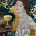 Gemälde Le regard de Clara von Romanelli Karine | Gemälde Figurativ Porträt Alltagsszenen Collage