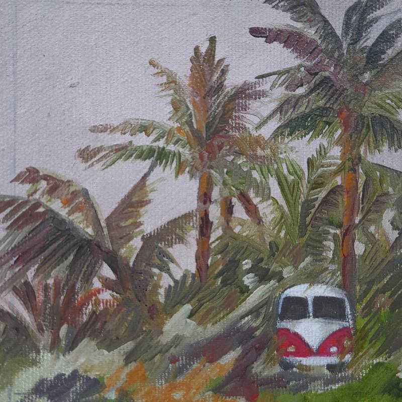 Peinture Voyage en Combi Tropical par Lorene Perez | Tableau Figuratif Paysages Huile