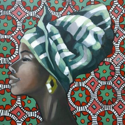 Peinture Femme au turban  par Lorene Perez | Tableau Figuratif Huile Portraits