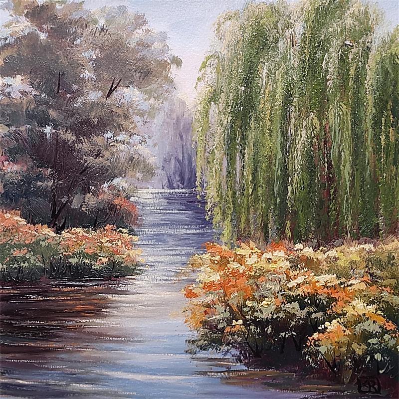 Painting Willows elegance by Requena Elena | Painting Figurative Oil Landscapes