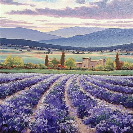 Peinture Walking amoung lavenders par Requena Elena | Tableau Figuratif Huile Paysages