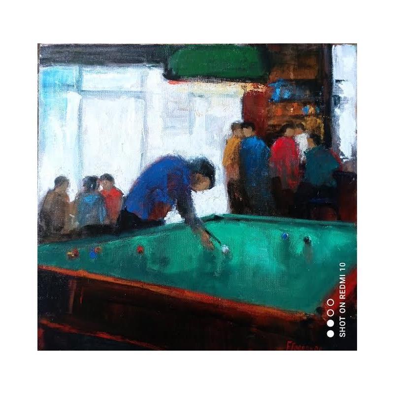 Painting le billard by Fernando | Painting Figurative Oil Life style