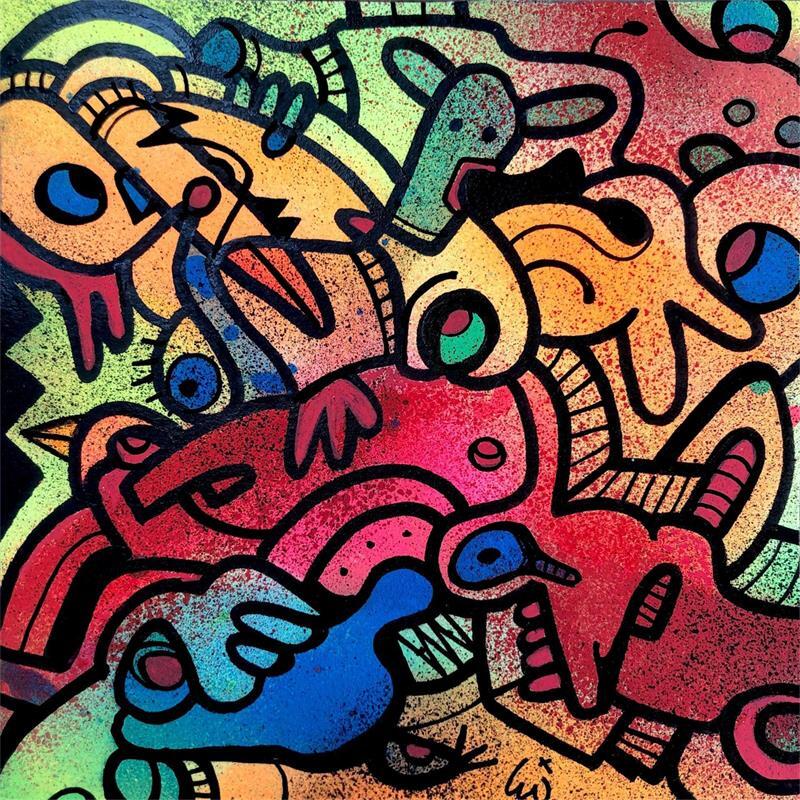 Gemälde Doo Calor 1 von iW | Gemälde Street art Minimalistisch Graffiti