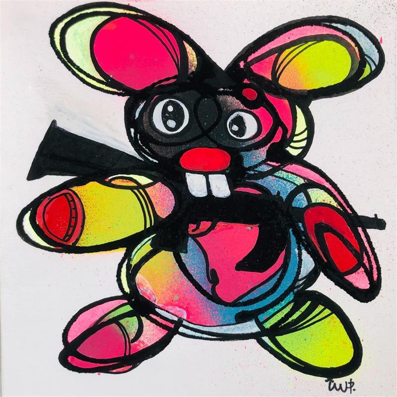 Peinture Lagomorphe Defensa 10 par iW | Tableau Street Art Acrylique, Graffiti animaux