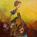 Peinture Femme au sac par  | Tableau Art Singulier Mixte scènes de vie