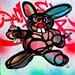 Peinture Bunny Street  par iW | Tableau Art naïf Animaux Graffiti Huile Acrylique