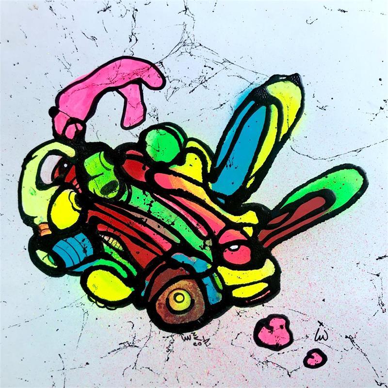 Peinture Doo Reaktion par iW | Tableau Street Art Animaux Graffiti Huile Acrylique
