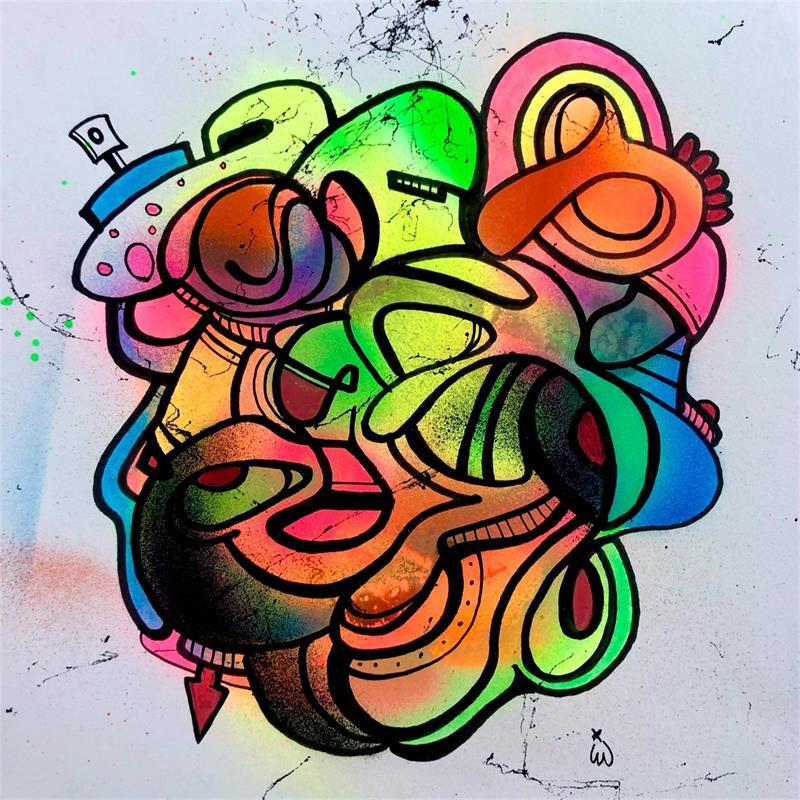 Peinture Agglo Doo par iW | Tableau Street Art Minimaliste Graffiti Huile Acrylique