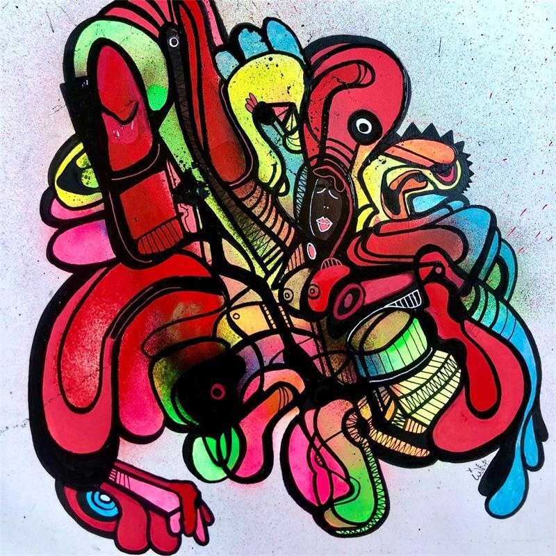 Peinture Abstract Street  par iW | Tableau Street Art Minimaliste Graffiti Huile Acrylique
