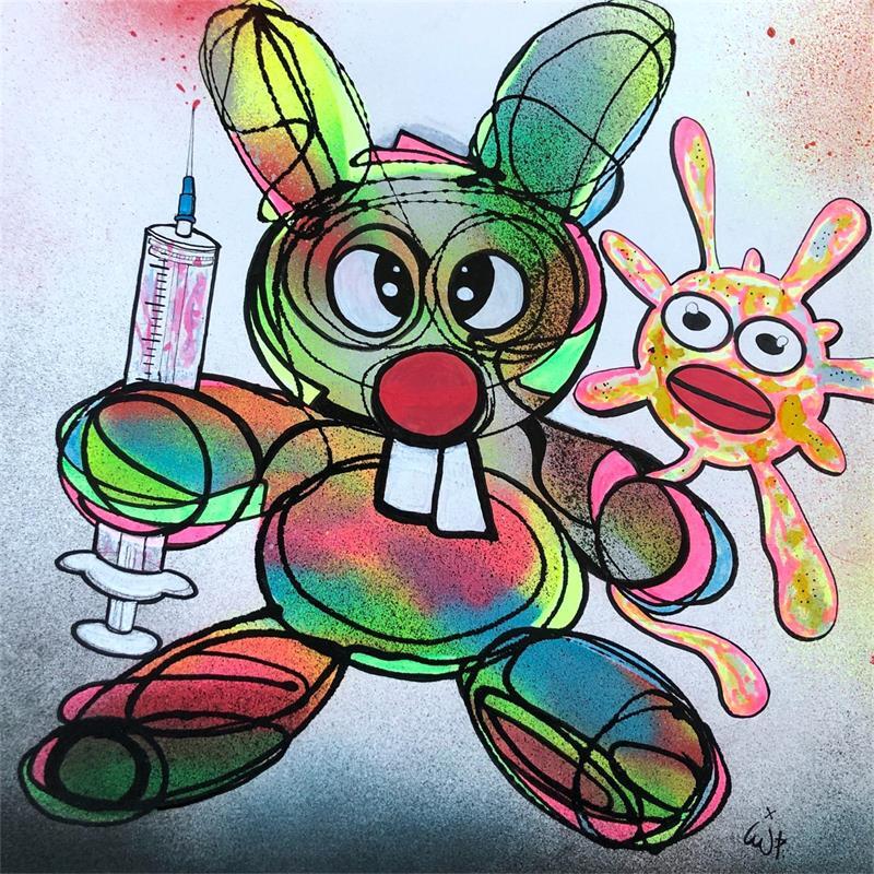 Peinture Pandemic Doo par iW | Tableau Street Art Animaux Graffiti Huile Acrylique